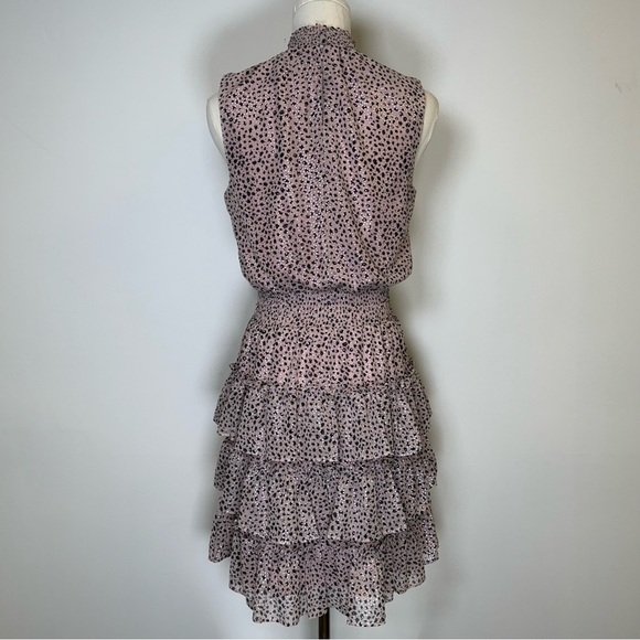 MSK pink and black ruffled dress with metallic detail size small NWOT - Picture 3 of 8